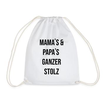 mama papa Eltern stolz Kinder babys Schrift - Turnbeutel - Weiß - Vorne