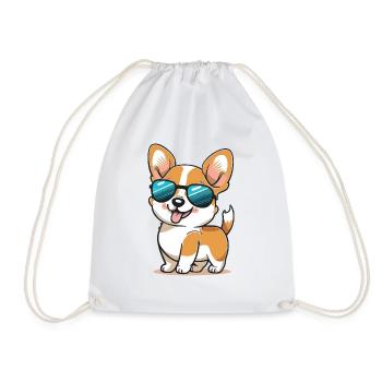 Cute Dog Sunglasses - Drawstring Bag - white - Front