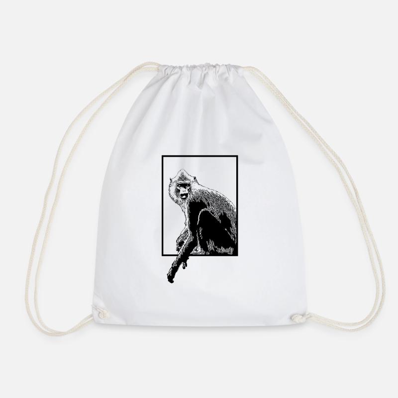 Monkey Hanuman Langure - Drawstring Bag - white