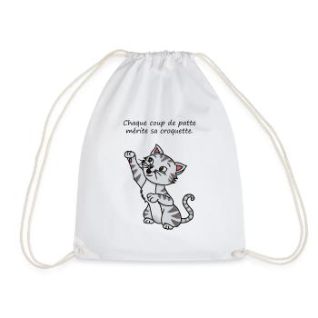 Chat tigré gris qui demande des croquettes - Sac de sport léger - blanc - Devant
