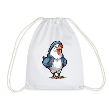 Bobby the grumpy rooster - Drawstring Bag - white - Front
