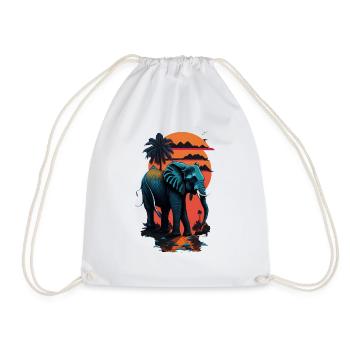 Elephant, street in Miami, bright colors, - Drawstring Bag - white - Front