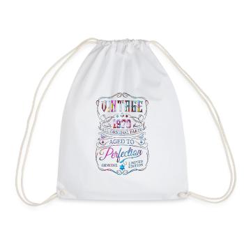 1970 vintage retro 70s 50 born birthday - Drawstring Bag - white - Front