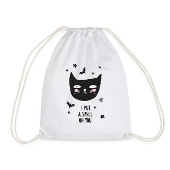 Black Halloween Cat - Drawstring Bag - white - Front