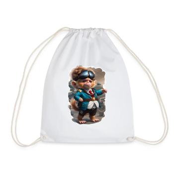 Monkey Pilot - Drawstring Bag - white - Front