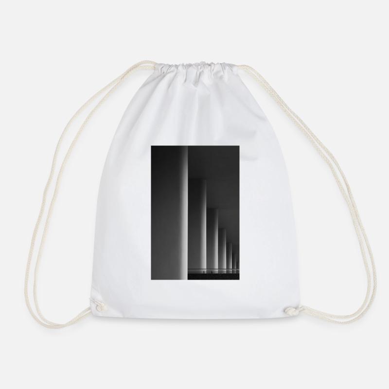 Lines - Drawstring Bag - white