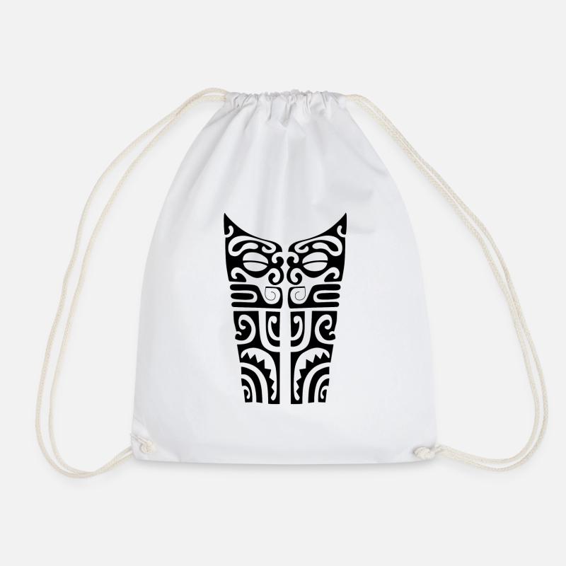 Maori Brust Logo 113 Schwarz - Turnbeutel - Weiß