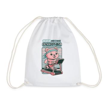 Bear up and chase endorphins Bear treadmill - Drawstring Bag - white - Front