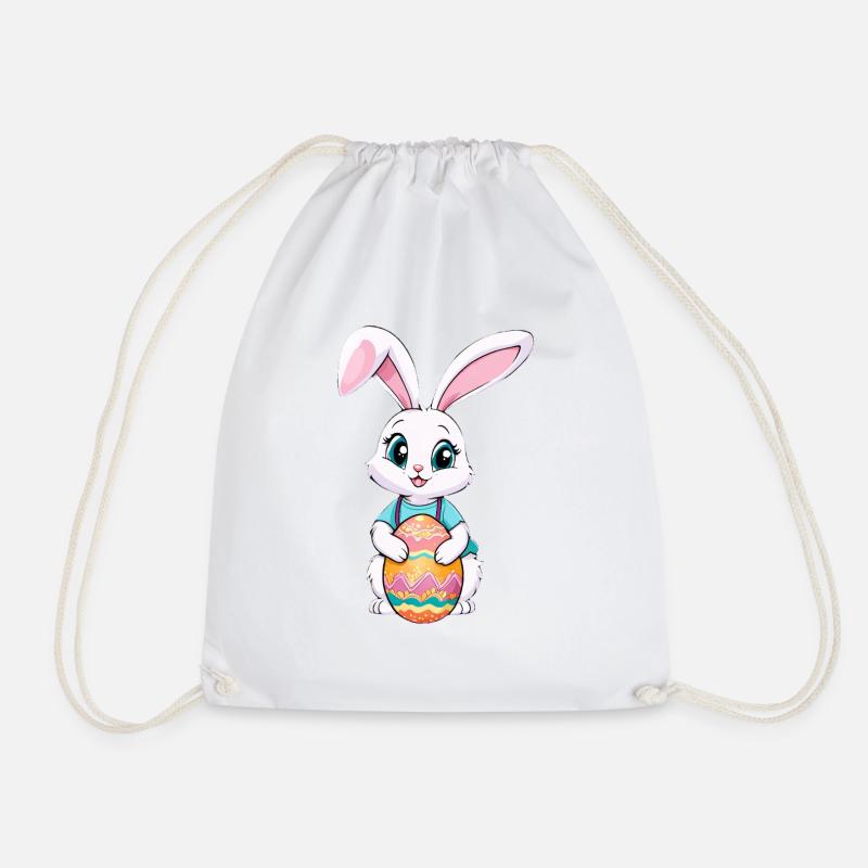 Lapin de Pâques avec des œufs de Pâques - Sac de sport léger - blanc