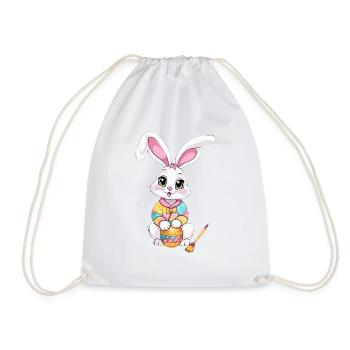 Easter bunny with Easter eggs - Drawstring Bag - white - Front