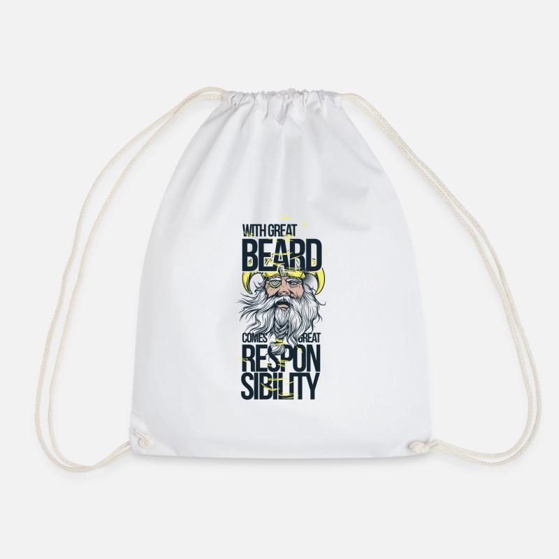With the beard comes the responsibility - Drawstring Bag - white