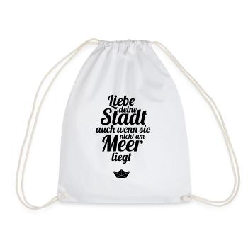 Love your city sea - Drawstring Bag - white - Front