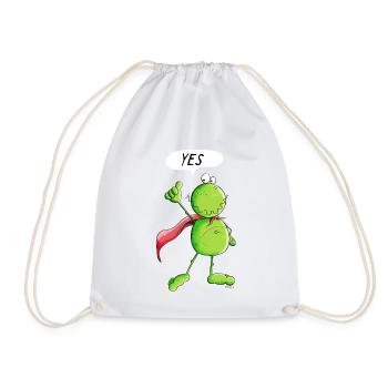 Super Frog - Frogs - Comic - Cartoon - Drawstring Bag - white - Front