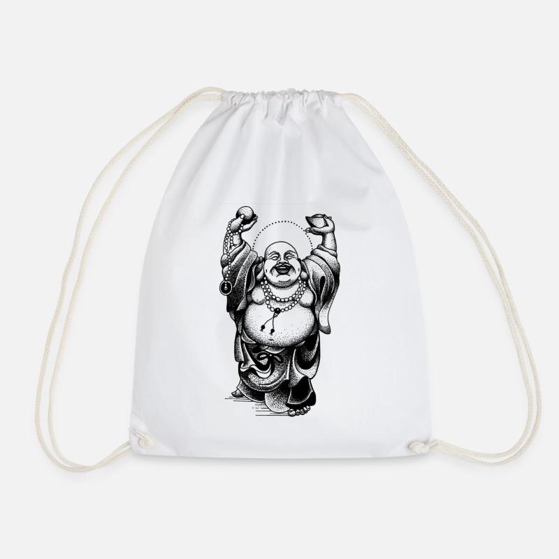 Happy Buddha - Drawstring Bag - white