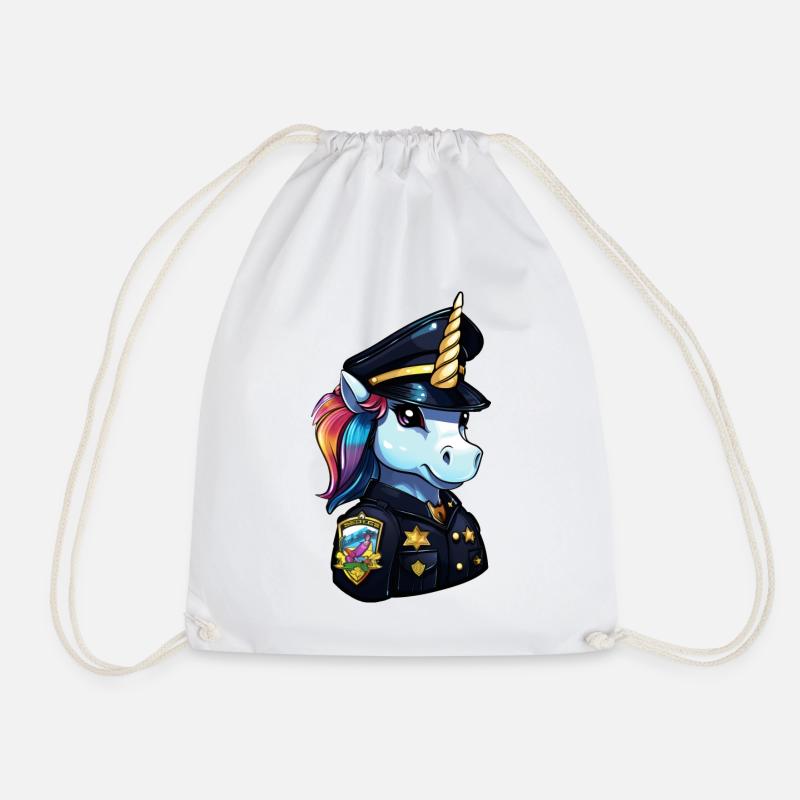 Unicorn Police - Drawstring Bag - white