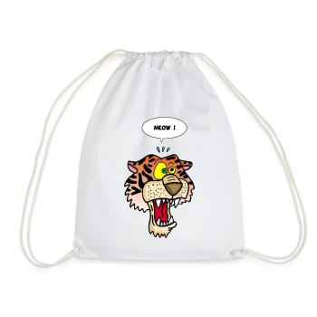 Tiger meowing - Drawstring Bag - white - Front