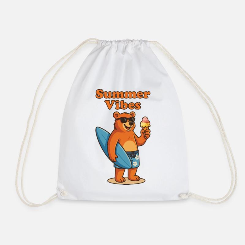 Summer Vibes Bear - Sommerbär mit Eis - Turnbeutel - Weiß
