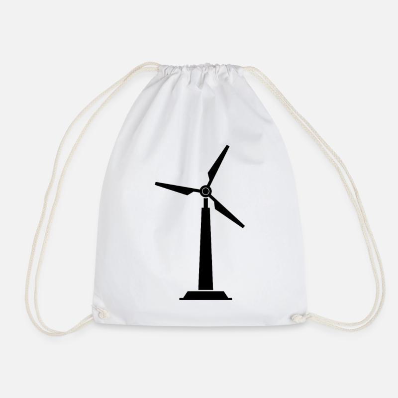 Wind turbine - Drawstring Bag - white