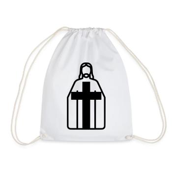 Jesus Christus Silhouette Kreuz Vektor - Turnbeutel - Weiß - Vorne