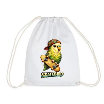 Skatebird – Perroquet tropical avec skateboard & Ca - Sac de sport léger - blanc - Devant