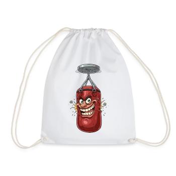 Lachender Boxsack Cartoon - Turnbeutel - Weiß - Vorne