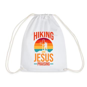 Hiking Mountain Trail Backpacking Outdoors Poaching - Drawstring Bag - white - Front