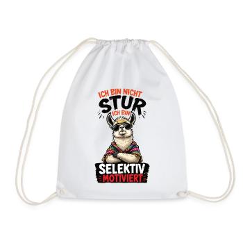 Selektiv Motiviert Lama Shirt - Turnbeutel - Weiß - Vorne