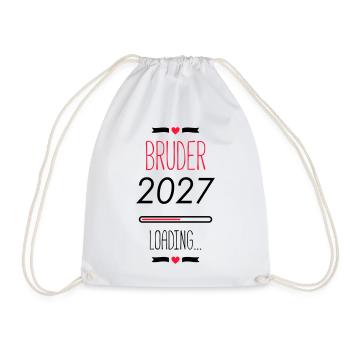 Brother's Heart Lettering with Heart - Drawstring Bag - white - Front