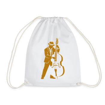 Retro Jazz Upright Bassist Silhouette - Turnbeutel - Weiß - Vorne