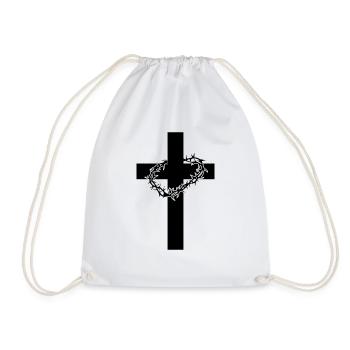 CROSS JESUS CHRIST Thorn crown gift idea - Drawstring Bag - white - Front