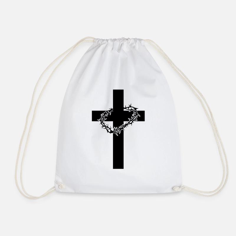 KREUZ JESUS CHRISTUS Dornenkrone Geschenk Idee - Turnbeutel - Weiß