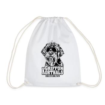 GRIFFON KORTHALS coolest dog ever Dog saying dog - Drawstring Bag - white - Front