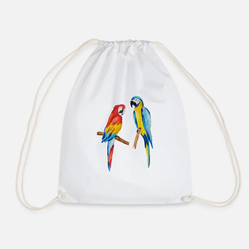 parrots - Drawstring Bag - white