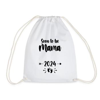 Mama Soon To Be Mom 2024 Mother Pregnant Kids Moth - Drawstring Bag - white - Front