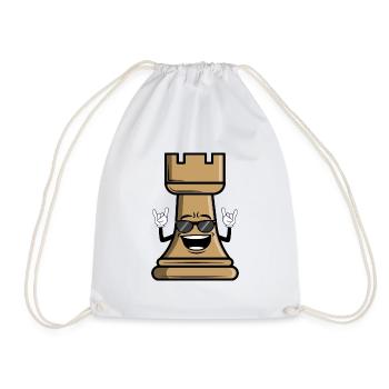 Schachfigur Turm Geschenk für Schachspieler - Turnbeutel - Weiß - Vorne