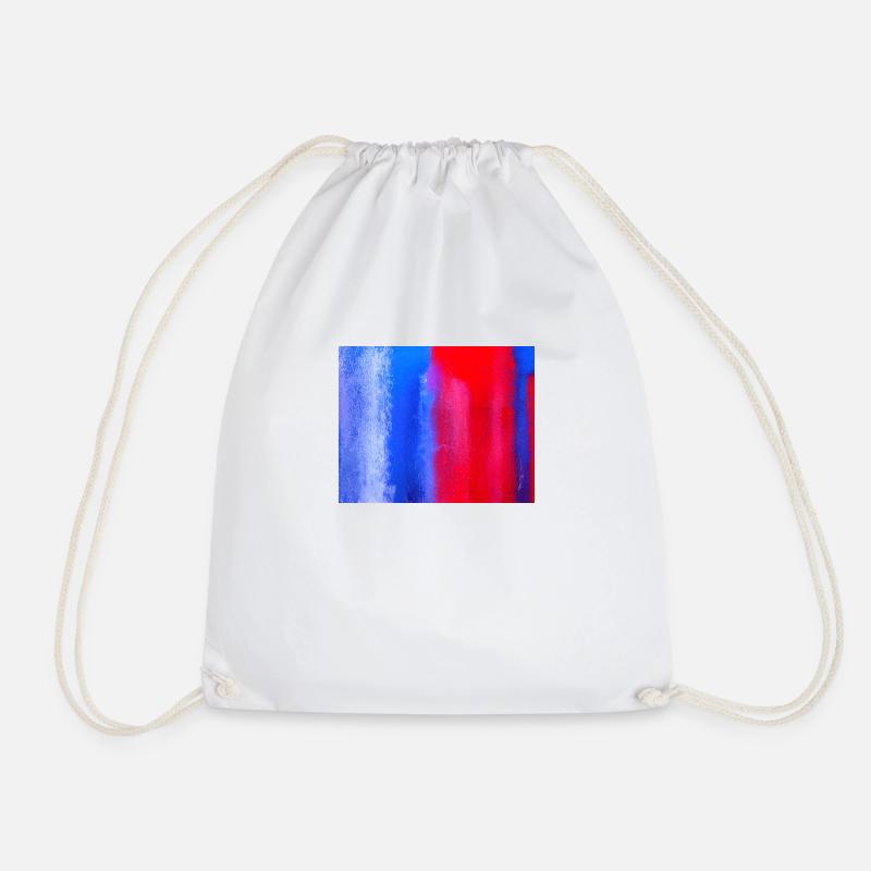 blue and red painted - Drawstring Bag - white