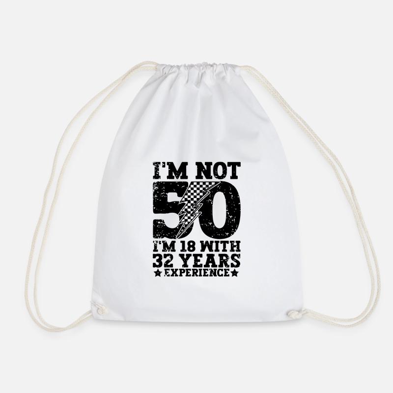50th Birthday - Drawstring Bag - white