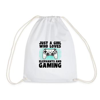 Gamer & Elephants Video Games & Majestic Power - Drawstring Bag - white - Front