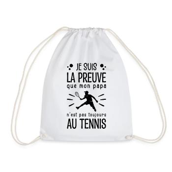Preuve que mon papa tennis, Humour tennis - Sac de sport léger - blanc - Devant