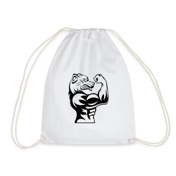 strong dog 001 - Drawstring Bag - white - Front