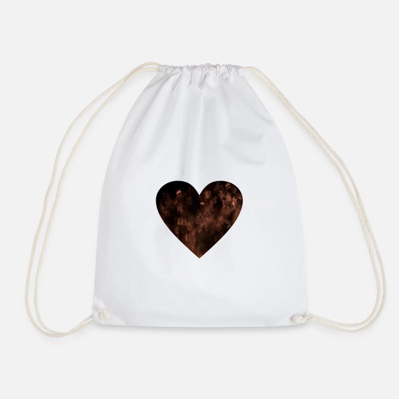 heart - Drawstring Bag - white