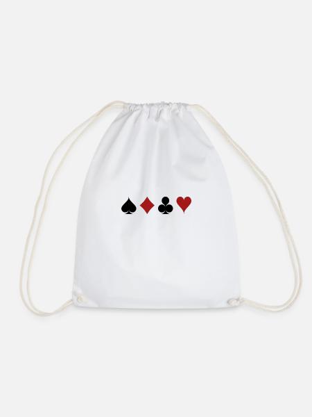 Pik, Karo, Kreuz, Herz Kartensymbole. Geschenkidee - Turnbeutel - Weiß