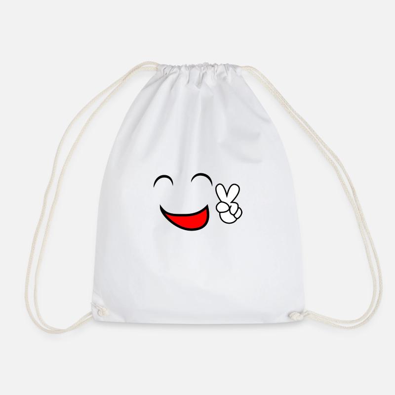 Smiley - Drawstring Bag - white