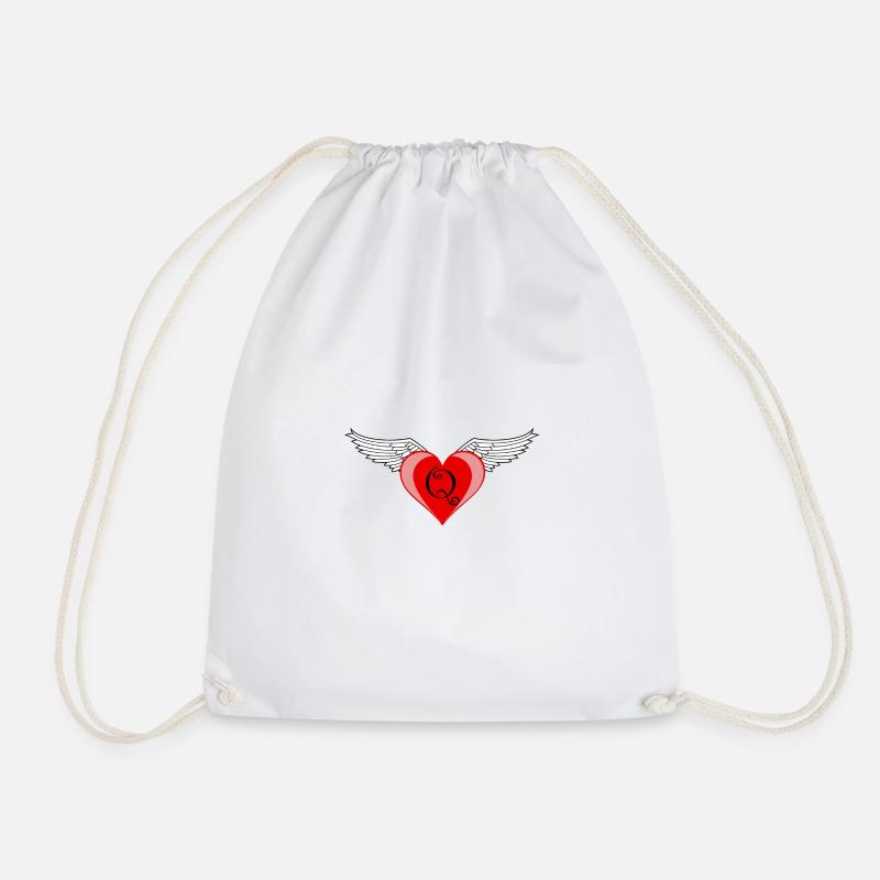Heart Q - Drawstring Bag - white