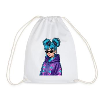 Anime Woman - Drawstring Bag - white - Front