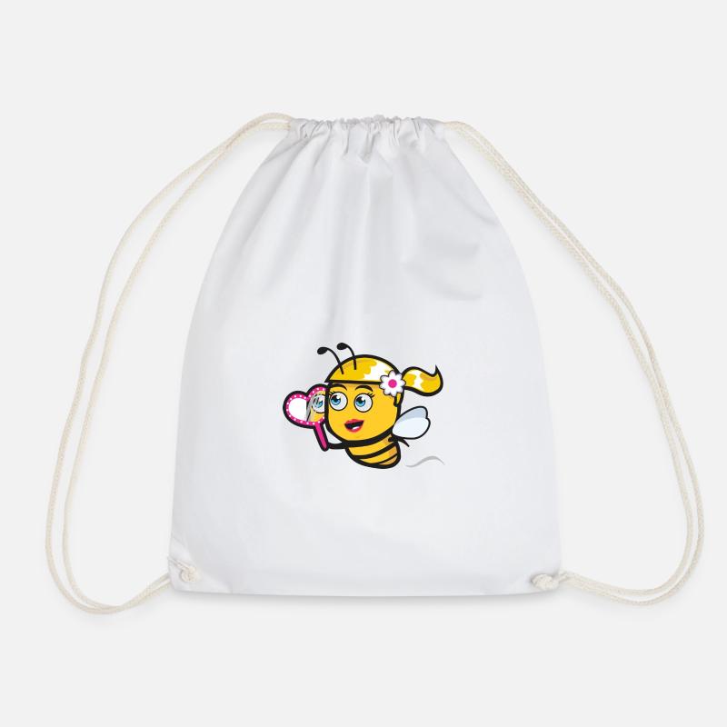 Beautiful Bee - Drawstring Bag - white