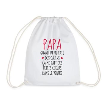 Papa - Fête des Pères - Bébé - Naissance - Baby - Sac de sport léger - blanc - Devant