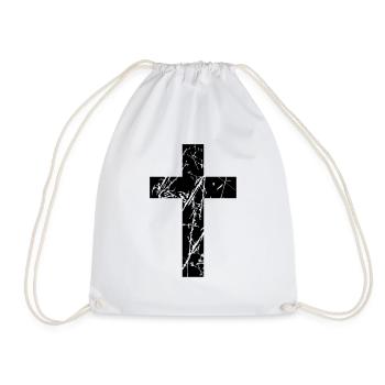 Crosses scratches old text jesus christ cool logo - Drawstring Bag - white - Front