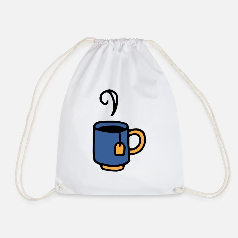 Cup with tea bag - Drawstring Bag - white