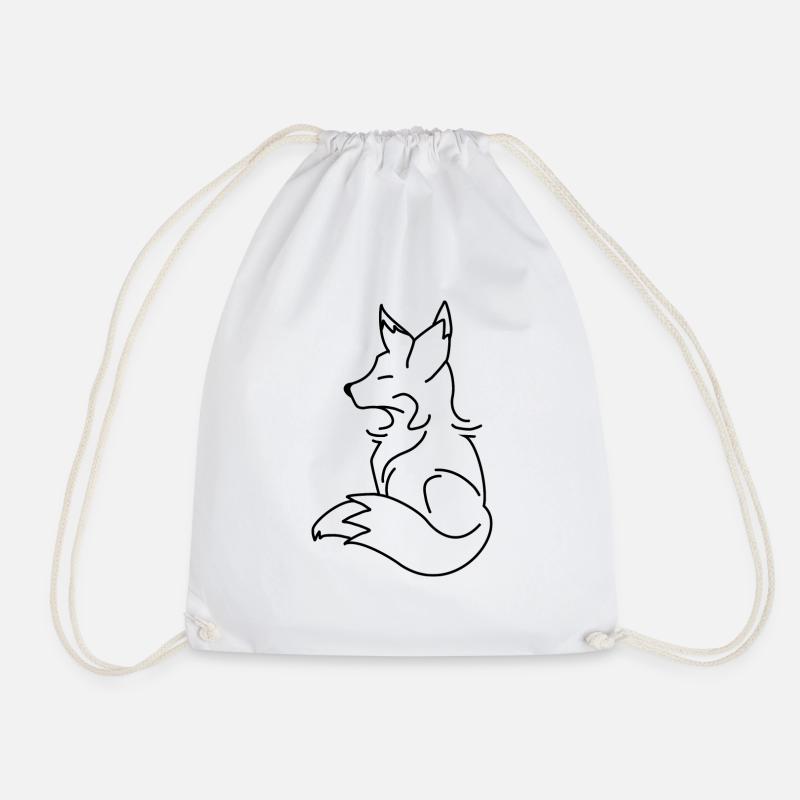 Fox - Drawstring Bag - white